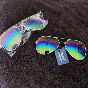 STEALTH Multicolor Aviator Sunglasses With Goldtone Frame